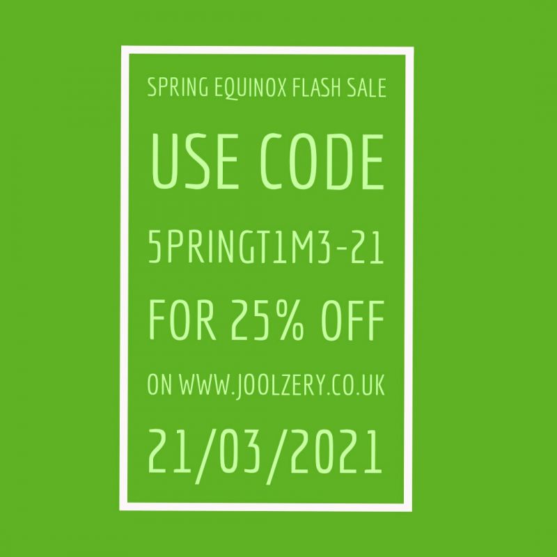 Celebrating the start of Spring, by holding a on day flash sale get 25% all online orders with this voucher code